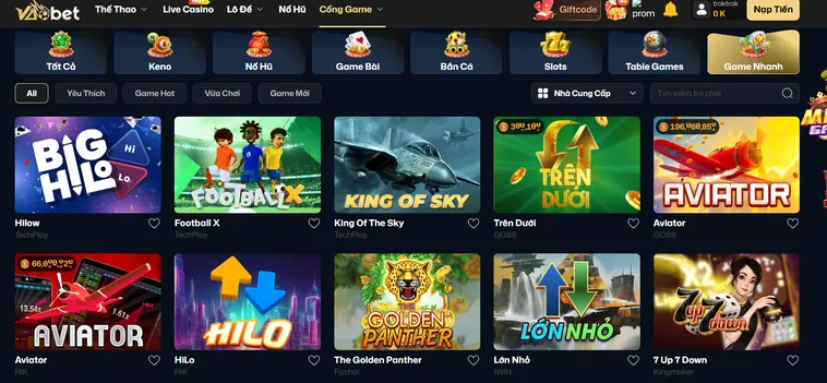 Bùng Nổ Cảm Xúc Cùng Game Nhanh VaoBet Trải Nghiệm Mới Kiếm Tiền Siêu Tốc