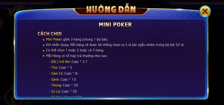 Table Game Mini Poker Tại VaoBet Chinh Phục Đỉnh Cao Cùng Phần Thưởng Lớn