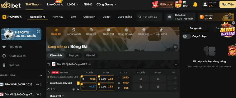 Cách Chơi Thể Thao T Sports Tại VaoBet Chinh Phục Mọi Tỷ Lệ Kèo